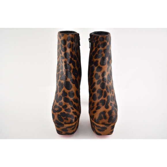 Christian Louboutin Protoboot 110 Black Leopard Platform Heel Bootie 35.5 - Picture 5 of 11